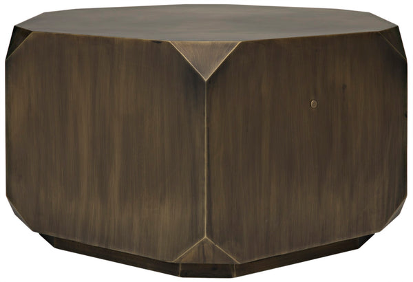 Noir Tytus Coffee Table - Handcrafted Iron with Aged Brass Finish, Elegant Six-Sided Design for Modern Spaces GTAB1033AB