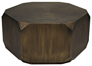 Noir Tytus Coffee Table - Handcrafted Iron with Aged Brass Finish, Elegant Six-Sided Design for Modern Spaces GTAB1033AB