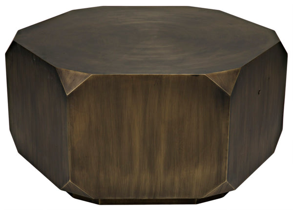 Noir Tytus Coffee Table - Handcrafted Iron with Aged Brass Finish, Elegant Six-Sided Design for Modern Spaces GTAB1033AB