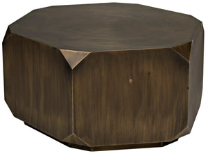Noir Tytus Coffee Table - Handcrafted Iron with Aged Brass Finish, Elegant Six-Sided Design for Modern Spaces GTAB1033AB