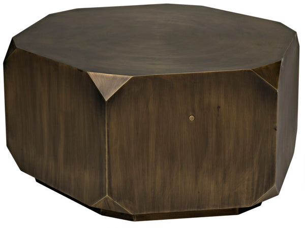 Noir Tytus Coffee Table - Handcrafted Iron with Aged Brass Finish, Elegant Six-Sided Design for Modern Spaces GTAB1033AB