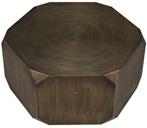 Noir Tytus Coffee Table - Handcrafted Iron with Aged Brass Finish, Elegant Six-Sided Design for Modern Spaces GTAB1033AB
