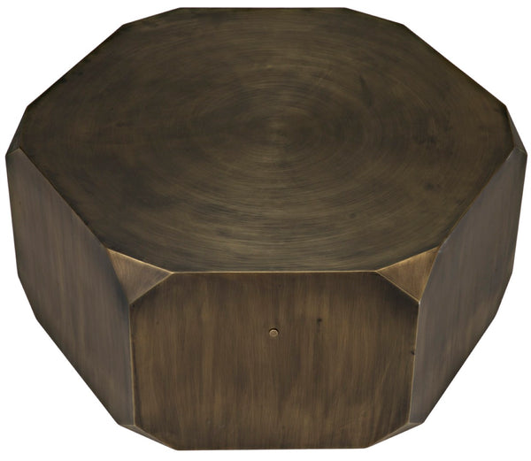 Noir Tytus Coffee Table - Handcrafted Iron with Aged Brass Finish, Elegant Six-Sided Design for Modern Spaces GTAB1033AB
