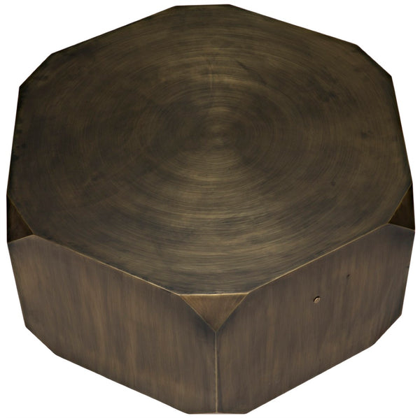 Noir Tytus Coffee Table - Handcrafted Iron with Aged Brass Finish, Elegant Six-Sided Design for Modern Spaces GTAB1033AB