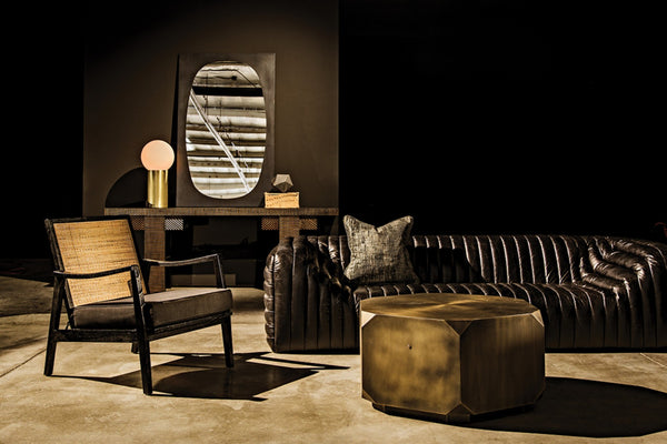 Noir Tytus Coffee Table - Handcrafted Iron with Aged Brass Finish, Elegant Six-Sided Design for Modern Spaces GTAB1033AB