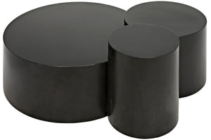 Noir Ella Coffee Table - Industrial-Modern Design with Triple Round Surfaces for Stylish Living Room Storage GTAB1034MTB