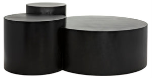 Noir Ella Coffee Table - Industrial-Modern Design with Triple Round Surfaces for Stylish Living Room Storage GTAB1034MTB