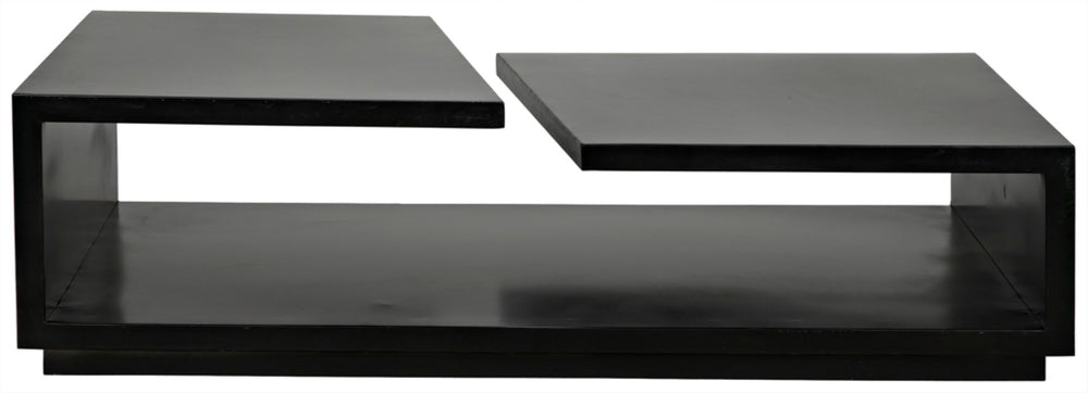 Noir Shift Coffee Table - Matte Black Iron, Asymmetrical Design for Modern Industrial Living Spaces GTAB1038MTB