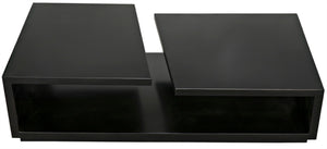 Noir Shift Coffee Table - Matte Black Iron, Asymmetrical Design for Modern Industrial Living Spaces GTAB1038MTB