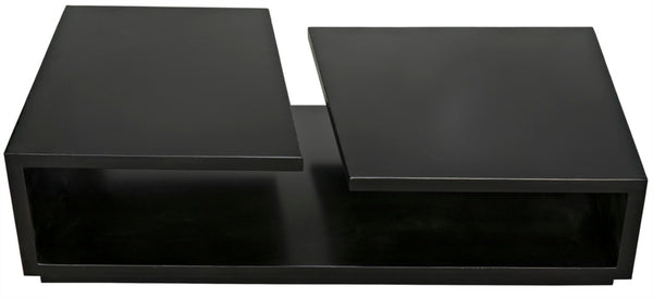 Noir Shift Coffee Table - Matte Black Iron, Asymmetrical Design for Modern Industrial Living Spaces GTAB1038MTB