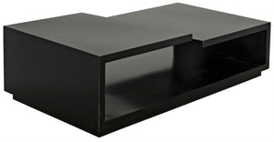 Noir Shift Coffee Table - Matte Black Iron, Asymmetrical Design for Modern Industrial Living Spaces GTAB1038MTB