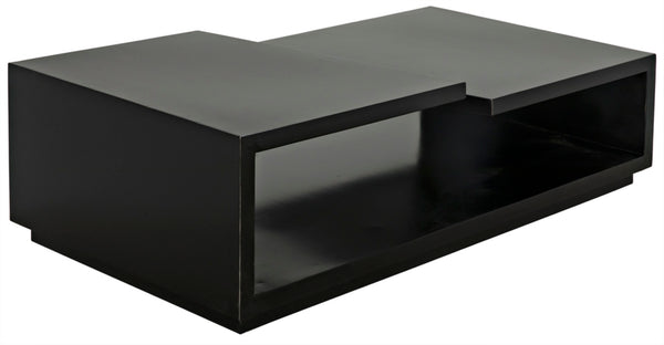 Noir Shift Coffee Table - Matte Black Iron, Asymmetrical Design for Modern Industrial Living Spaces GTAB1038MTB