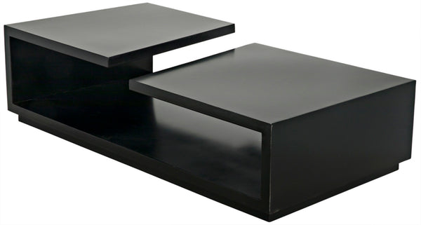 Noir Shift Coffee Table - Matte Black Iron, Asymmetrical Design for Modern Industrial Living Spaces GTAB1038MTB