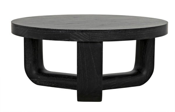 Noir Joel Coffee Table - Elegant Solid Mahogany Design with Rounded Edges for Modern Living Spaces Cinder Black GTAB1042CB