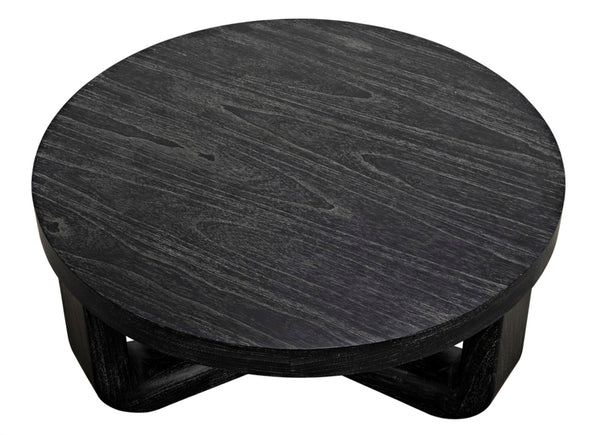 Noir Joel Coffee Table - Elegant Solid Mahogany Design with Rounded Edges for Modern Living Spaces Cinder Black GTAB1042CB