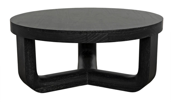 Noir Joel Coffee Table - Elegant Solid Mahogany Design with Rounded Edges for Modern Living Spaces Cinder Black GTAB1042CB