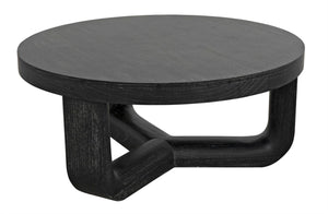 Noir Joel Coffee Table - Elegant Solid Mahogany Design with Rounded Edges for Modern Living Spaces Cinder Black GTAB1042CB