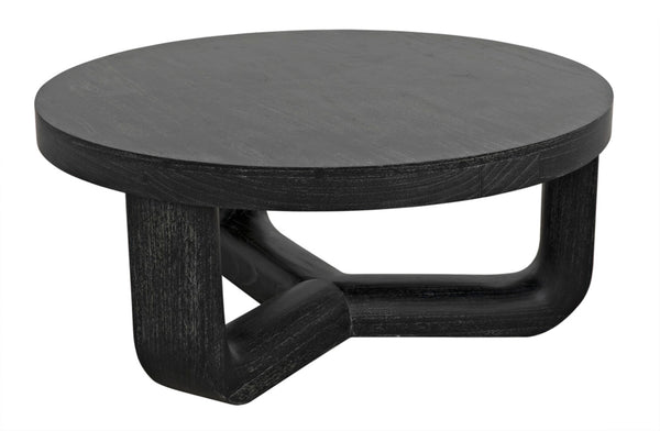 Noir Joel Coffee Table - Elegant Solid Mahogany Design with Rounded Edges for Modern Living Spaces Cinder Black GTAB1042CB