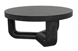 Noir Joel Coffee Table - Elegant Solid Mahogany Design with Rounded Edges for Modern Living Spaces Cinder Black GTAB1042CB