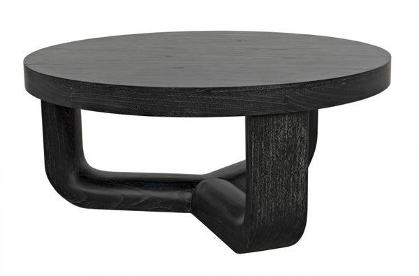 Noir Joel Coffee Table - Elegant Solid Mahogany Design with Rounded Edges for Modern Living Spaces Cinder Black GTAB1042CB