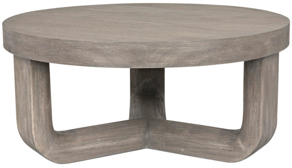 Noir Joel Coffee Table - Elegant Solid Mahogany Design with Rounded Edges for Modern Living Spaces Distressed Grey GTAB1042DGR