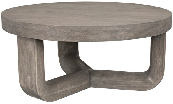 Noir Joel Coffee Table - Elegant Solid Mahogany Design with Rounded Edges for Modern Living Spaces Distressed Grey GTAB1042DGR
