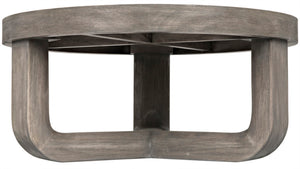 Noir Joel Coffee Table - Elegant Solid Mahogany Design with Rounded Edges for Modern Living Spaces Distressed Grey GTAB1042DGR