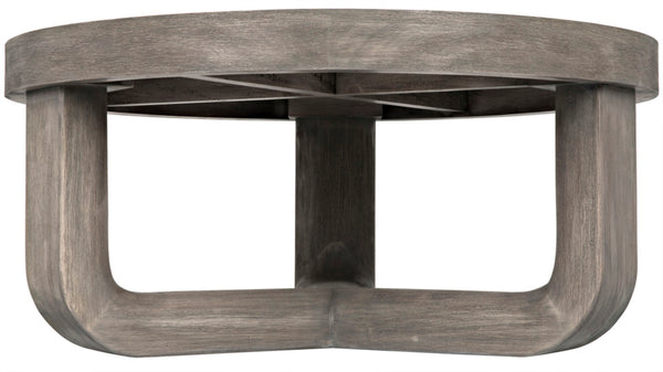 Noir Joel Coffee Table - Elegant Solid Mahogany Design with Rounded Edges for Modern Living Spaces Distressed Grey GTAB1042DGR