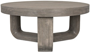 Noir Joel Coffee Table - Elegant Solid Mahogany Design with Rounded Edges for Modern Living Spaces Distressed Grey GTAB1042DGR