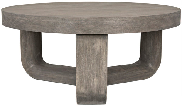 Noir Joel Coffee Table - Elegant Solid Mahogany Design with Rounded Edges for Modern Living Spaces Distressed Grey GTAB1042DGR