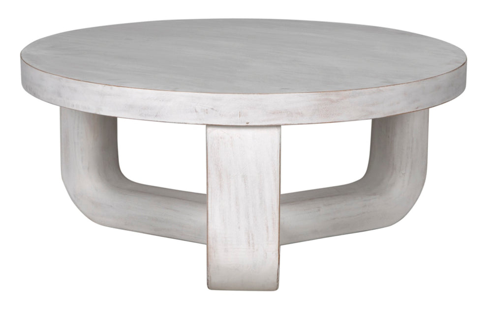 Noir Joel Coffee Table - Elegant Solid Mahogany Design with Rounded Edges for Modern Living Spaces White Wash GTAB1042WH