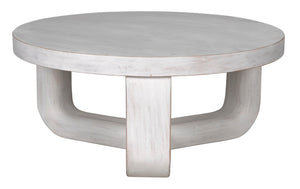 Noir Joel Coffee Table - Elegant Solid Mahogany Design with Rounded Edges for Modern Living Spaces White Wash GTAB1042WH