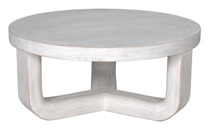Noir Joel Coffee Table - Elegant Solid Mahogany Design with Rounded Edges for Modern Living Spaces White Wash GTAB1042WH
