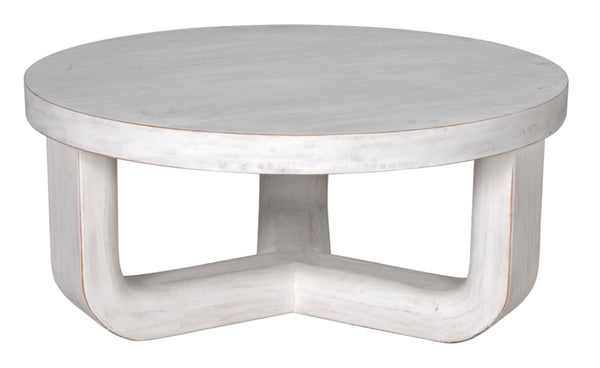 Noir Joel Coffee Table - Elegant Solid Mahogany Design with Rounded Edges for Modern Living Spaces White Wash GTAB1042WH