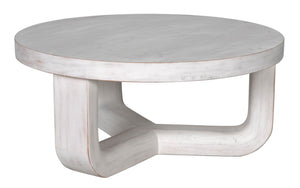 Noir Joel Coffee Table - Elegant Solid Mahogany Design with Rounded Edges for Modern Living Spaces White Wash GTAB1042WH