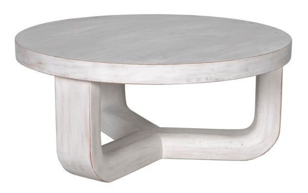 Noir Joel Coffee Table - Elegant Solid Mahogany Design with Rounded Edges for Modern Living Spaces White Wash GTAB1042WH