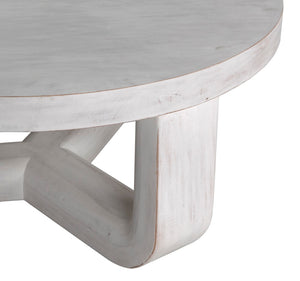 Noir Joel Coffee Table - Elegant Solid Mahogany Design with Rounded Edges for Modern Living Spaces White Wash GTAB1042WH