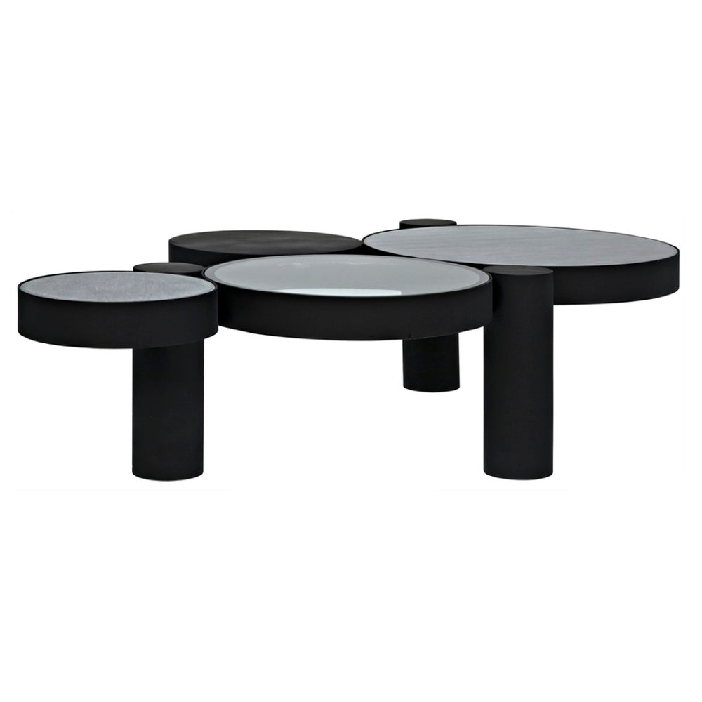 Noir Trypo Sculptural Coffee Table - Multi-Surface Design with Matte Black Finish for Modern Living Spaces GTAB1049MTB