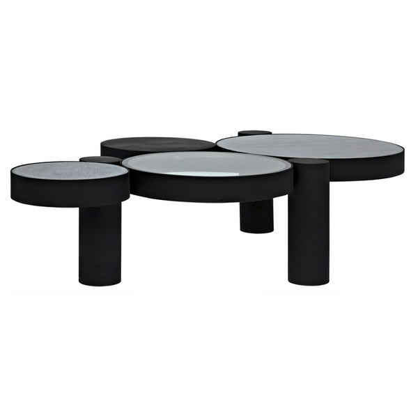 Noir Trypo Sculptural Coffee Table - Multi-Surface Design with Matte Black Finish for Modern Living Spaces GTAB1049MTB