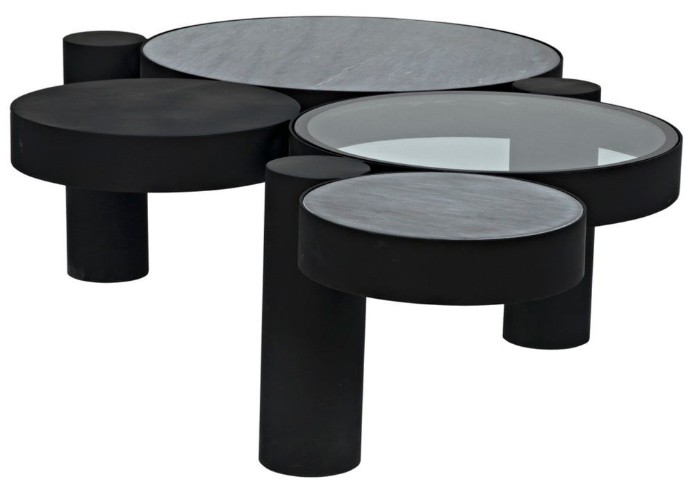 Noir Trypo Sculptural Coffee Table - Multi-Surface Design with Matte Black Finish for Modern Living Spaces GTAB1049MTB
