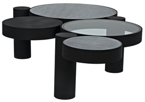 Noir Trypo Sculptural Coffee Table - Multi-Surface Design with Matte Black Finish for Modern Living Spaces GTAB1049MTB