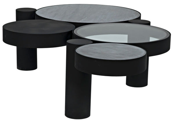 Noir Trypo Sculptural Coffee Table - Multi-Surface Design with Matte Black Finish for Modern Living Spaces GTAB1049MTB