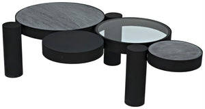 Noir Trypo Sculptural Coffee Table - Multi-Surface Design with Matte Black Finish for Modern Living Spaces GTAB1049MTB