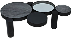 Noir Trypo Sculptural Coffee Table - Multi-Surface Design with Matte Black Finish for Modern Living Spaces GTAB1049MTB