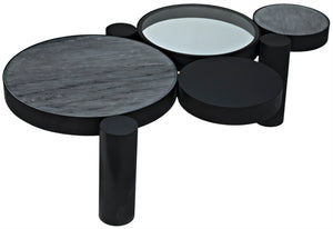 Noir Trypo Sculptural Coffee Table - Multi-Surface Design with Matte Black Finish for Modern Living Spaces GTAB1049MTB