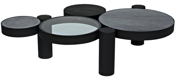 Noir Trypo Sculptural Coffee Table - Multi-Surface Design with Matte Black Finish for Modern Living Spaces GTAB1049MTB