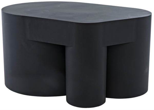 Noir Bain Asymmetrical Coffee Table in Matte Black Iron - Modern Industrial Design for Stylish Living Rooms GTAB1051MTB