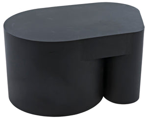 Noir Bain Asymmetrical Coffee Table in Matte Black Iron - Modern Industrial Design for Stylish Living Rooms GTAB1051MTB