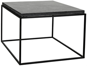 Noir Lomax Coffee Table: Minimalist Night Snow Marble Design with Matte Black Iron Base for Modern Spaces GTAB1055MTB