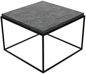 Noir Lomax Coffee Table: Minimalist Night Snow Marble Design with Matte Black Iron Base for Modern Spaces GTAB1055MTB